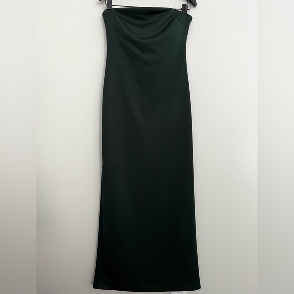 ZARA Dark Green Sculpting Tailored Strapless Dress - Picture 8 of 12